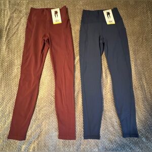Fabletics Oasis PureLuxe High-Waisted Legging Dark Red and Dark Blue